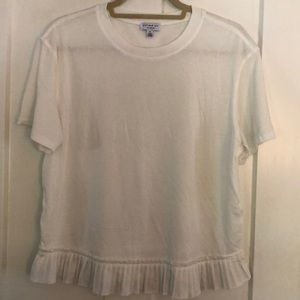 White Tee with Pleated Hem